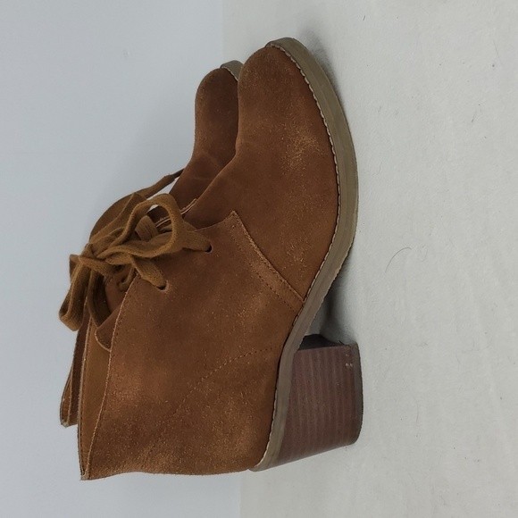 Sbicca Shoes - Sbicca Boots Stacked Heels Leather Suede Lace Up Chestnut Brown Womens 7
